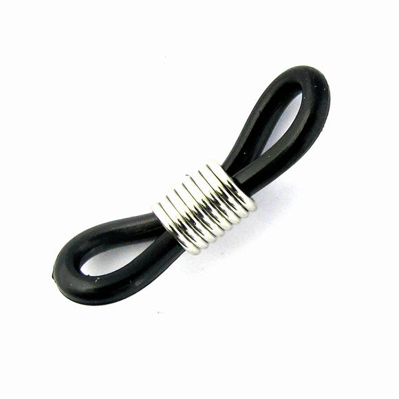 Metal 25mm glasses end blk/sil 20pcs