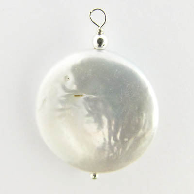 Semi Prec 20mm coin Sterl sil pearl 1p