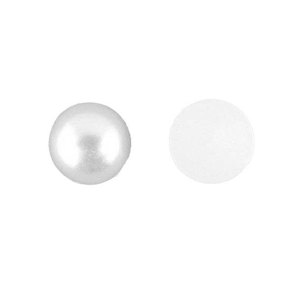 Plas 8mm rnd cabochon pearl white 100p