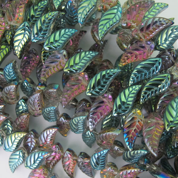 Cg 8x18mm leaf glass volcano AB 30pcs