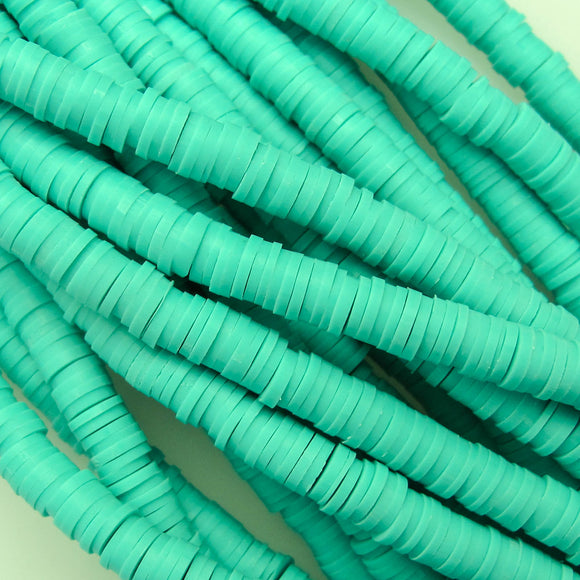 Clay 6mm heishi dark aqua 40 cm