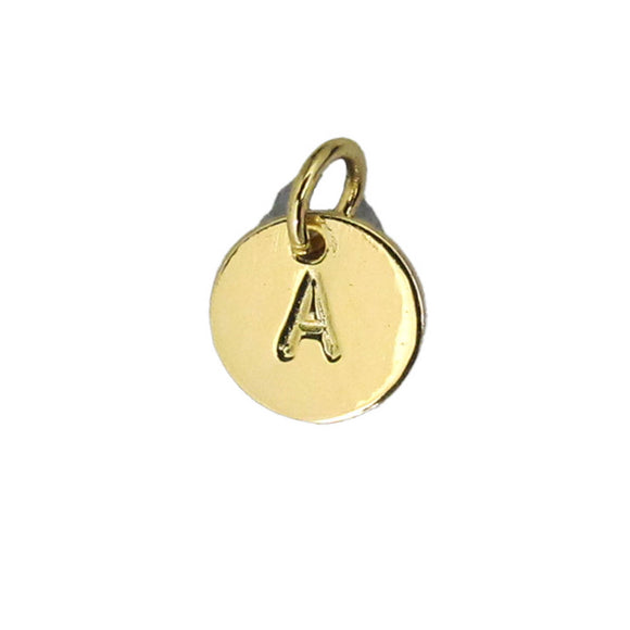 14K Gold Sterling Sil 8mm letter A 1pc