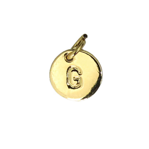 14K Gold Sterling Sil 8mm letter G 1pc