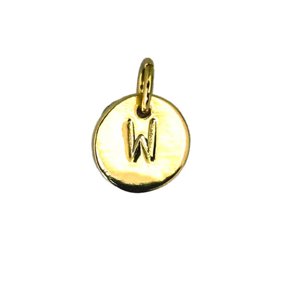 14K Gold Sterling Sil 8mm letter W 1pc