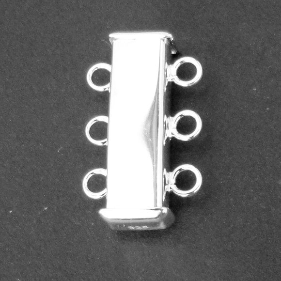Sterling sil 20x5mm 3 row mag clasp 1p