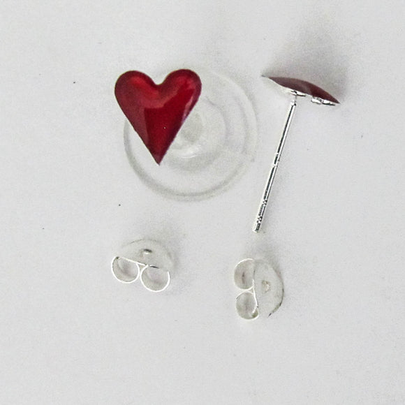 Sterling sil 8mm Heart red 2pcs NFD