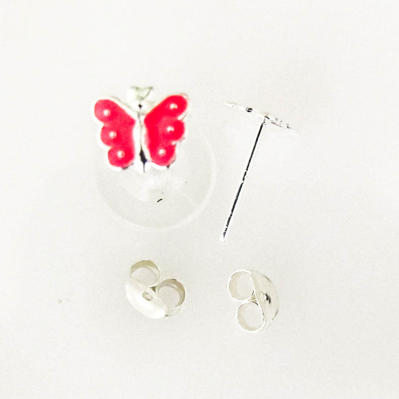 Sterling sil 8mm B/fly pink 2pcs NFD