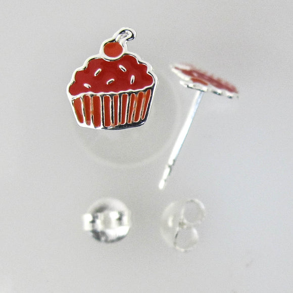 Sterling sil 8mm cake red 2pcs NFD