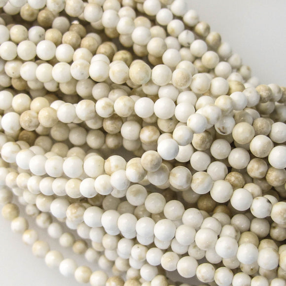 Semi prec 3mm rnd howlite natural 120pcs