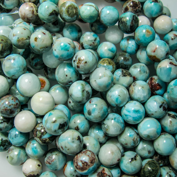 Semi Prec 10mm rnd Larimar 18pcs