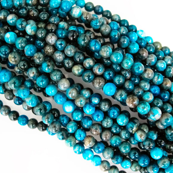 Semi Prec 6mm rnd Blue Apatite 32pcs