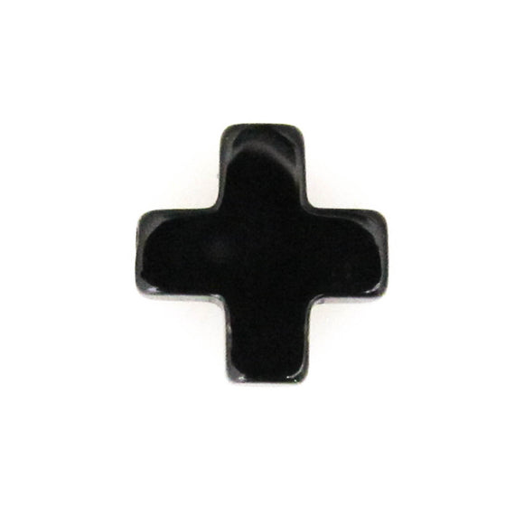 Semi Prec 12mm cross agate BLACK 4pcs