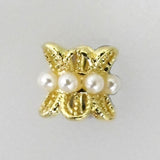Metal 5x8mm Pearl/Gld 4pcs
