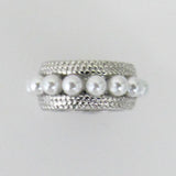 Metal 13mm 7mm hole Pearl/Sil 4pcs