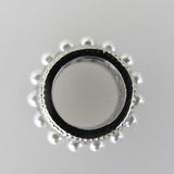 Metal 13mm 7mm hole Pearl/Sil 4pcs