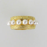 Metal 13mm 7mm hole Pearl/Gld 4pcs