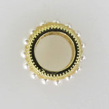 Metal 13mm 7mm hole Pearl/Gld 4pcs