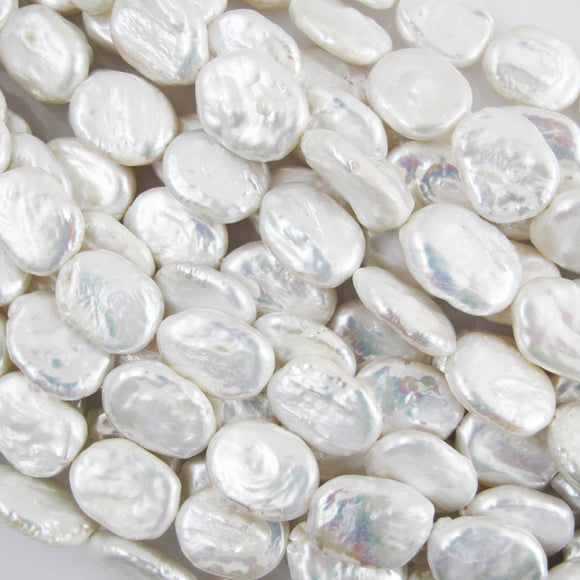 Semi prec 20x15mm oval flat pearl 20pcs