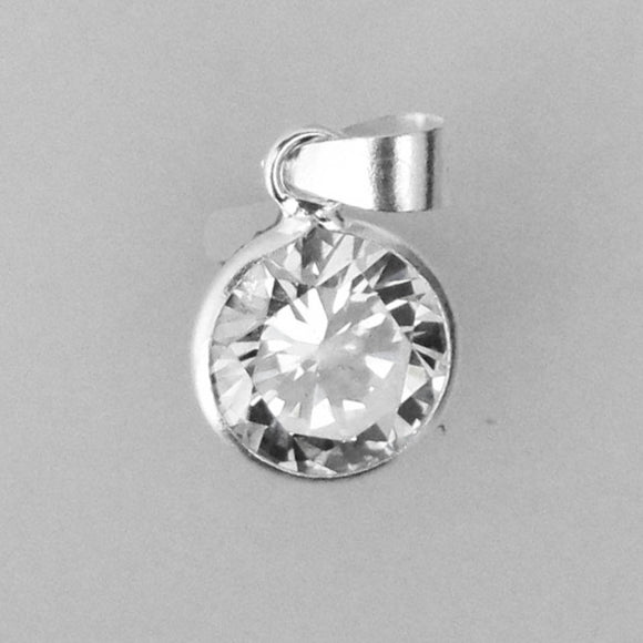 Sterling Sil 9mm Cubic Zirconia +bail 1p