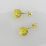 Sterling Sil 14K 8mm ball stud Sparkl 2p