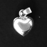 Sterling sil 10mm heart puffy + bail 1pc