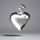 Sterling sil 15mm heart puffy + bail 1pc