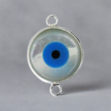 Sterling sil 12mm EVIL EYE + 2loops 1pc