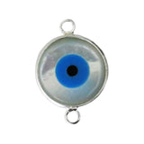Sterling sil 12mm EVIL EYE + 2loops 1pc