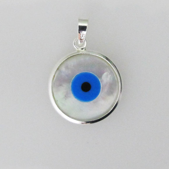 Sterling sil 14mm EVIL EYE + bail 1pc