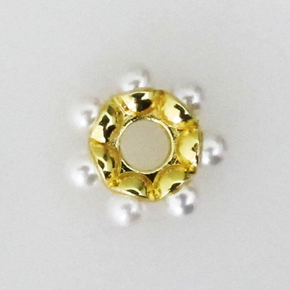 Metal 11mm 3.2mm hole pearl NF Gld 4pc