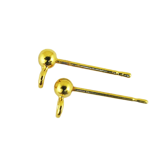 metal 3mm ball stud/loop GLD NF 8pcs