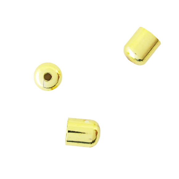 Metal 3mm cord end HQ NF GLD 20pc