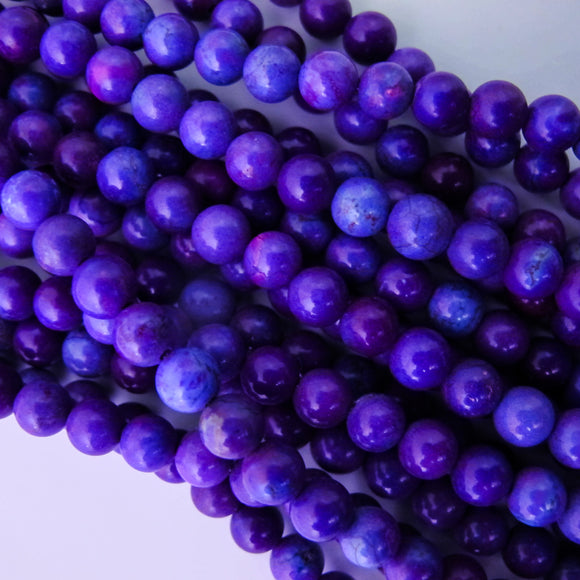 Semi prec 6mm rnd dyed how violet 62pcs