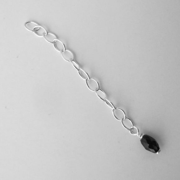 Sterling Sil 4cm ext chain Blk Oval A 1p