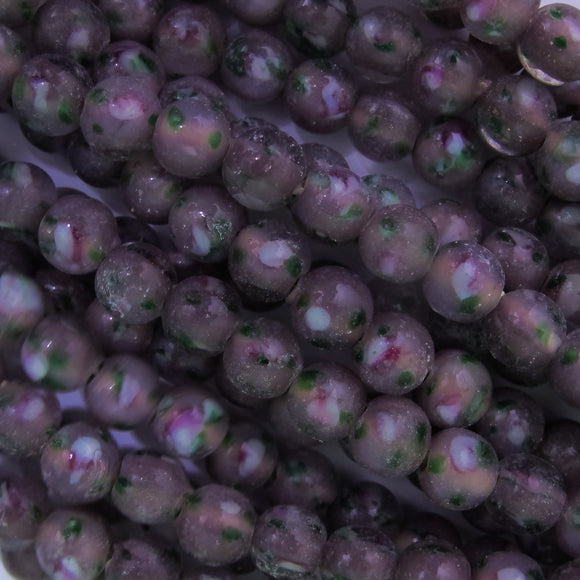 Retro Glass 8mm Rnd flower Mauve 25pc