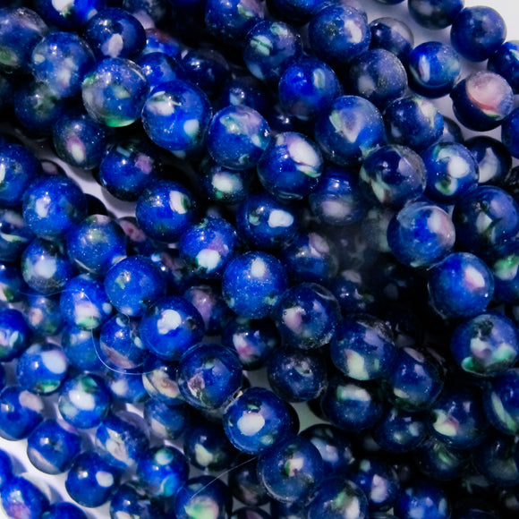 Retro Glass 8mm Rnd flower Navy 25pc