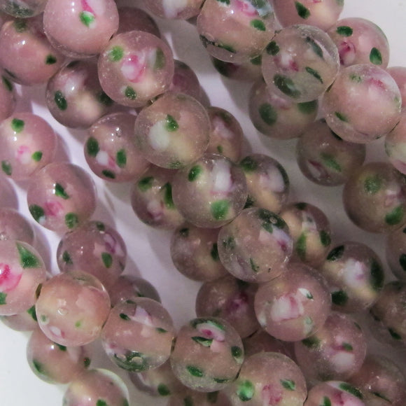 Retro Glass 8mm Rnd flower Rose 25pc