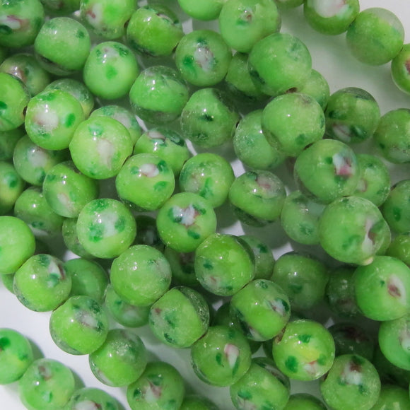 Retro Glass 8mm Rnd flower Mint 25pc