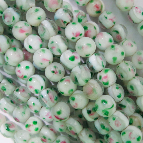 Retro Glass 8mm Rnd flower white 25pcs
