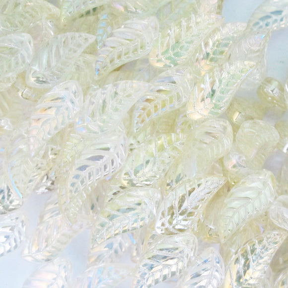 Cg 8x18mm leaf glass Clear Gold AB 30pcs