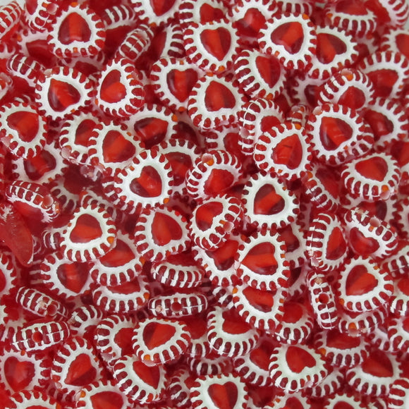PLas 8mm heart Red / White 350pcs
