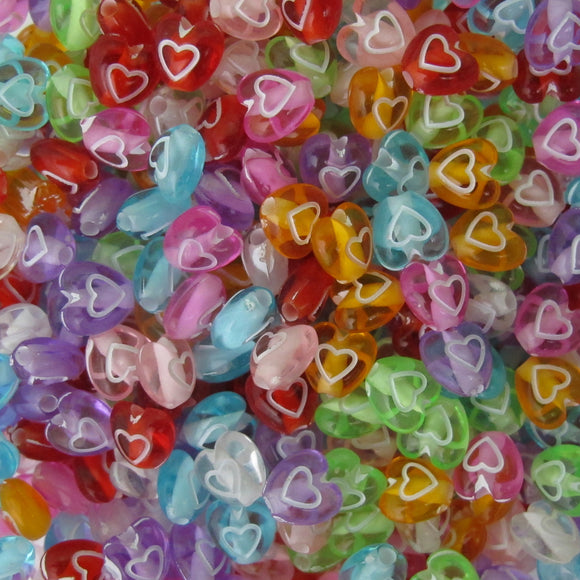 Plas 6mm heart mulit trans colours 430pc