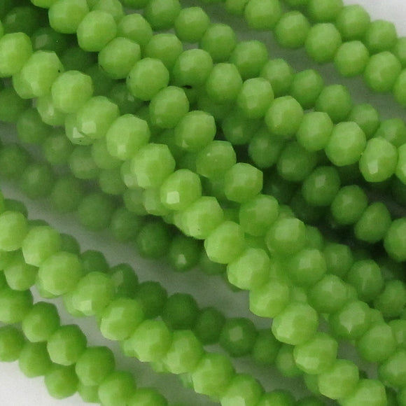 Cg 2x3mm faceted rond Lime 185+ pcs