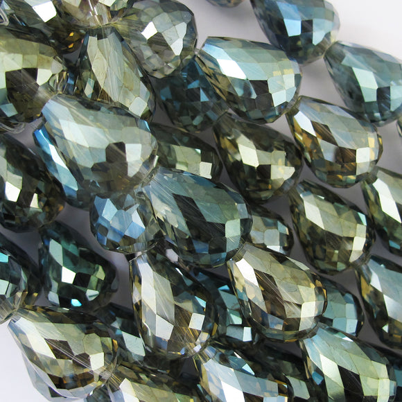 Cg 18x13mm drop V Hole TEAL AB 8pcs