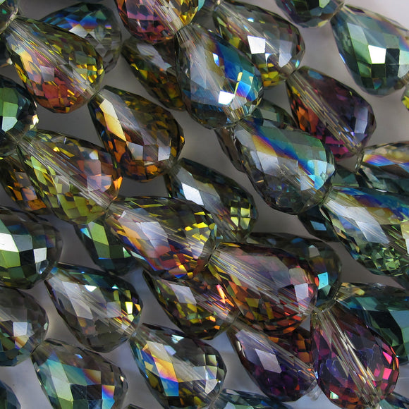 Cg 18x13mm drop V Hole Vitrail AB 8pcs