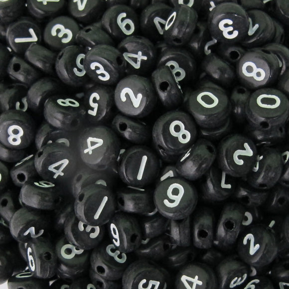 Plas 6mm coin Number White on Black 300p