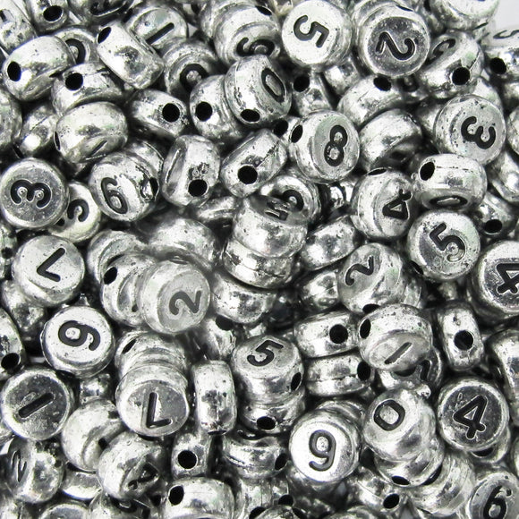 Plas 6mm coin Number Black on Silve 300p
