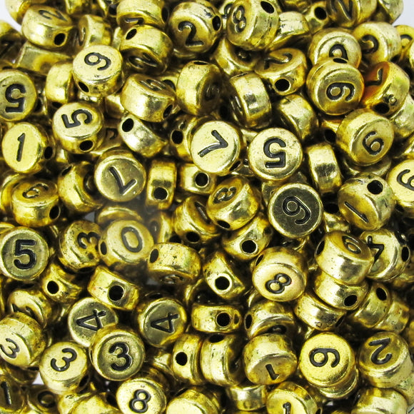 Plas 6mm coin Number Black on Gold 320p