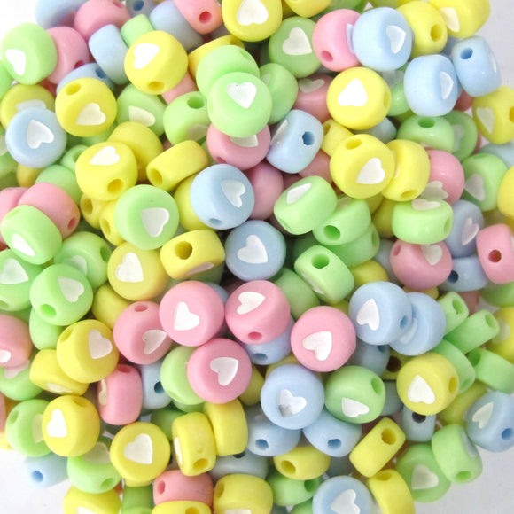Plas 6mm coin Pastel White Heart 320pcs