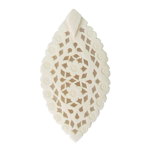 Bone 55x28mm marq filgaree white 1pcs